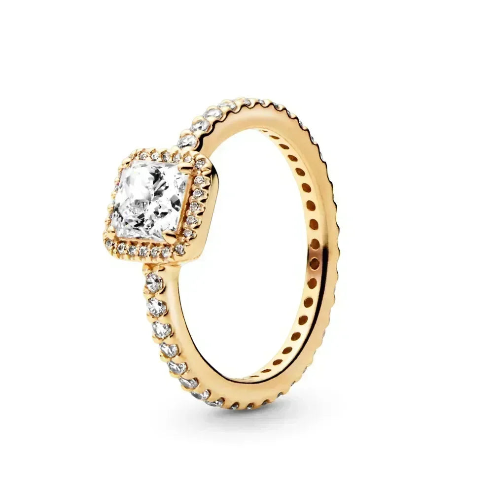 Anel requintado em prata de lei 925 com detalhes em ouro, modelo coroa em formato de coração brilhante, um sucesso de vendas e uma joia charmosa e moderna