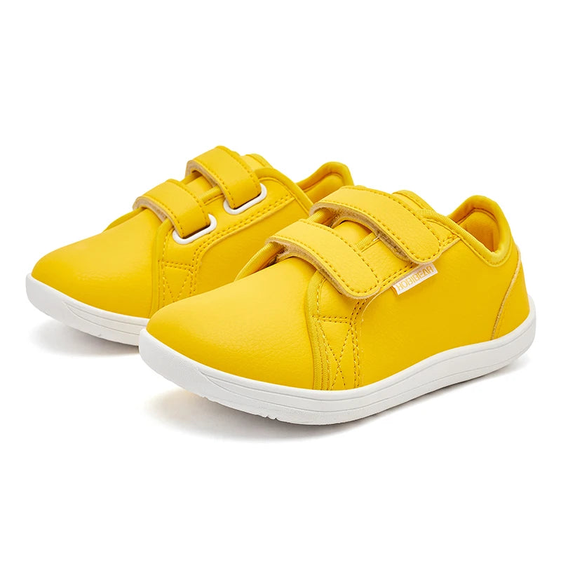 Sua criança na moda infantil HOBIBEAR Sapatos tênis minimalistas de bico largo, leves, com velcro, em couro artificial