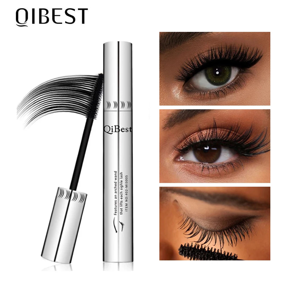 Qibest 4d preto rímel à prova dwaterproof água alongamento curling cílios  fibra de sedal volume extra 5g maquiagem