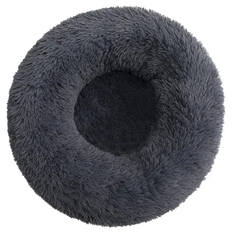 Cama redonda para animais de estimação de 40-90 cm para cães grandes, cama supermacia para gatos, cama longa de pelúcia para cães médios, casa quente para dormir no inverno