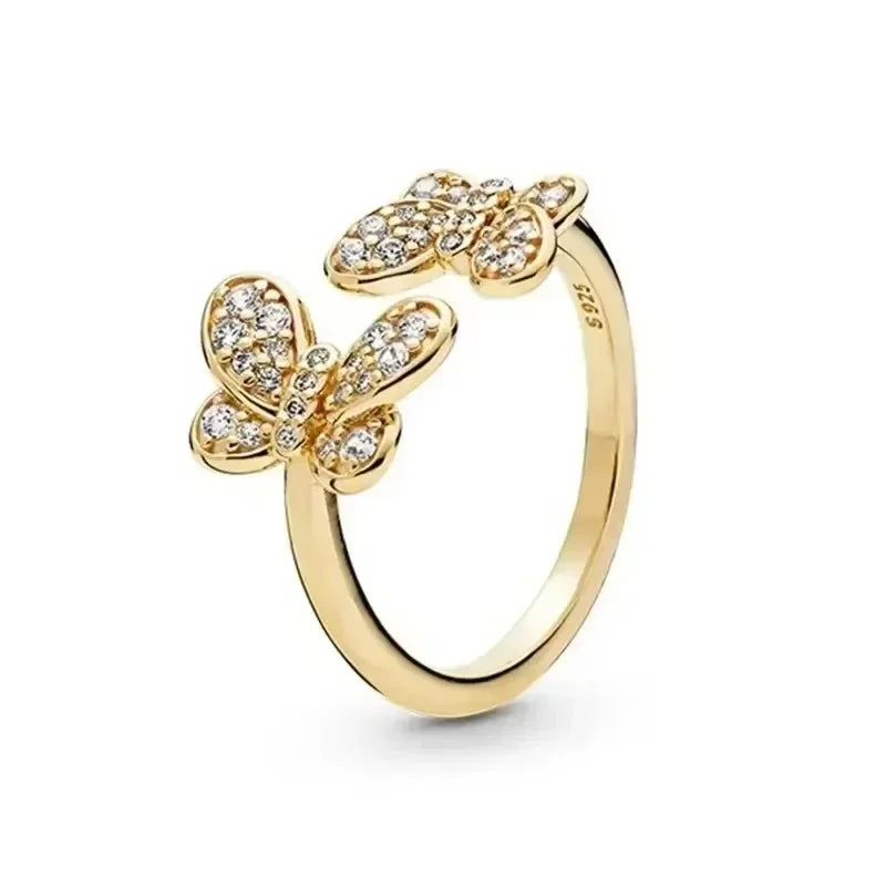 Anel requintado em prata de lei 925 com detalhes em ouro, modelo coroa em formato de coração brilhante, um sucesso de vendas e uma joia charmosa e moderna