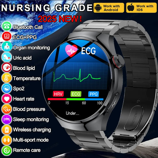 Morderno e atual ,Beleza e Saúde em um sò produto, smartwatch Novo relógio inteligente de enfermagem, oxigênio no sangue, lipídios no sangue, ácido úrico, ECG + PPG, temperatura corporal, chamada Bluetooth