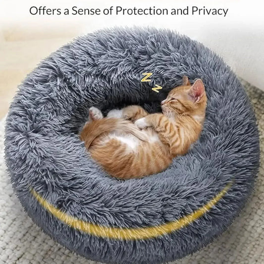 Cama redonda para animais de estimação de 40-90 cm para cães grandes, cama supermacia para gatos, cama longa de pelúcia para cães médios, casa quente para dormir no inverno